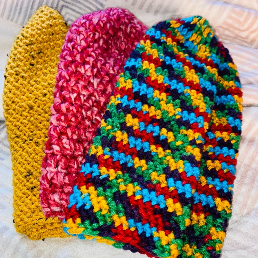 Hand made crochet hats. Sold separately